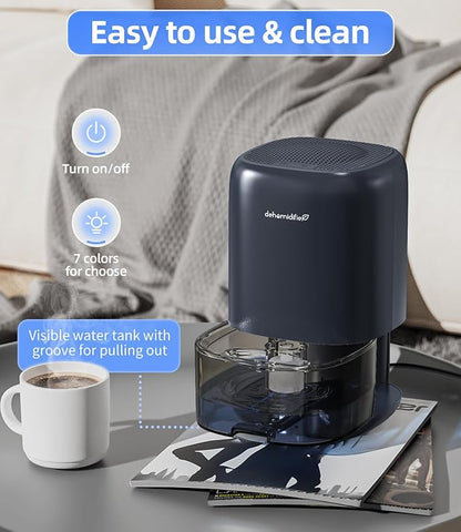 TABYIK Dehumidifier, 35 OZ Small Dehumidifiers for Room for Home, Quiet with Auto Shut Off, Dehumidifiers for Bedroom (280 sq. ft), Bathroom, RV, Closet,Blue
