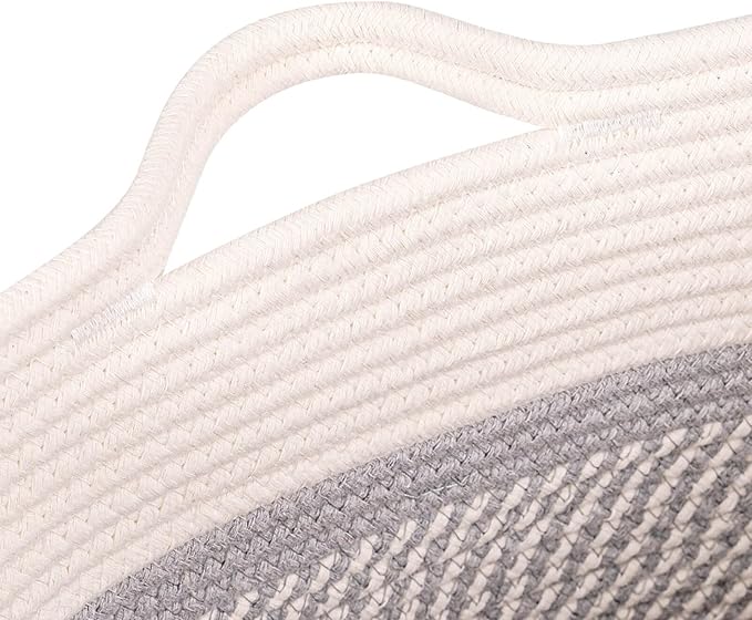 Medium and Large Woven Basket//With Handle, Used for Toys and Fabric Storage Basket used for Storing xl Storage Box, Decorative Storage Box Room 2pack (14L*12H YWhite/Gray, 14L*10W*12H)