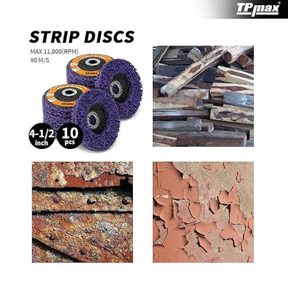 4-1/2" x7/8'' Stripping Discs Rust Remover Wheel Remove Paint and Oxidation Poly Strip Wheel Disc Abrasive Angle Grinding Wheel - 10 Pack(Purple)