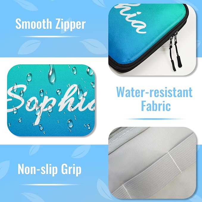 Personalized Electronics Organizer Travel Case Custom Name Cord Storage Bag Tech Accessories Pouch for Cable Charger Phone, Blue