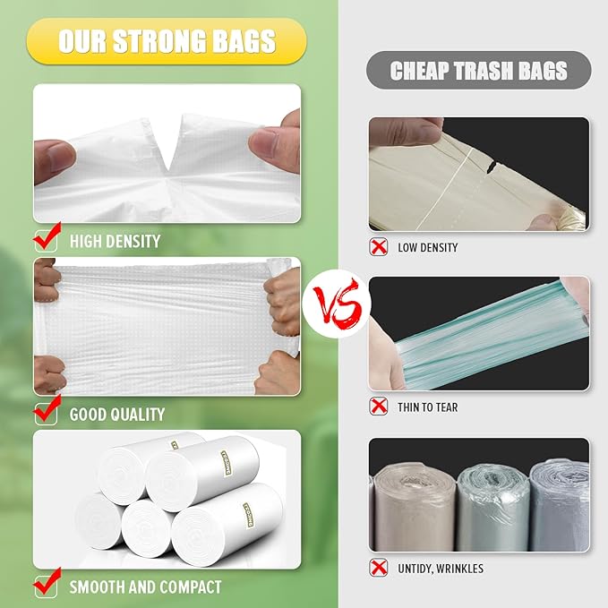 13 Gallon Tall Kitchen Trash Bags - 110 Count Clear Plastic Garbage Bags Unscented Trash Can Liners Strong Waste Basket Bags 49.2 Liter for Home and Office Bins