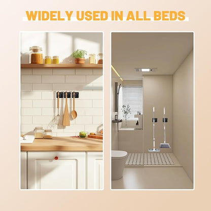 Mop and Broom Holder Wall Mount Stainless Steel Broom Mop Hanger Wall Mounted Garden Tool Rack Organizer for Closet Garage Laundry Room Kitchen Decor (Black) (6)