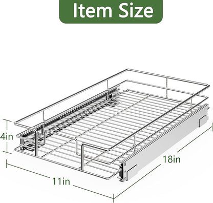 LOVMOR Pull Out Cabinet Organizer 11" W x 18" D, Kitchen Cabinet Pull Out Shelves Slide Out Storage…