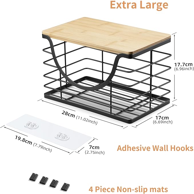 Extra Large Trash Bag Holder Under Sink Stackable Kitchen Storage with Lid, Garbage Bag Dispenser Roll Holder, Wall Mounted Trash Bag Container, Laundry Room Organization Storage