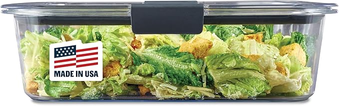 Rubbermaid Brilliance Large Food Storage Container, 9.6 Cup, BPA-Free, Leak-Proof, Clear