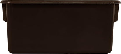 Wood Designs Cubby Storage Bin, Heavy Duty Plastic Containers for Kids Brown Cubby Tray Set of 12
