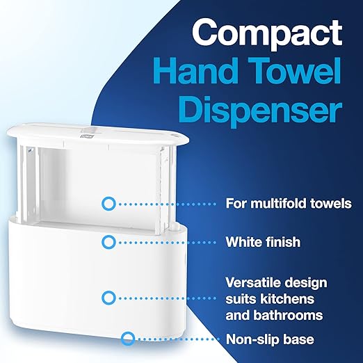 Tork Xpress Paper Towel Dispenser, White, H2/H23 Multifold Compatible, Compact design for Home & Commercial use (302020)