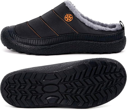 Womens Mens House Slippers Slip on Snow Winter Warm Fully Fur Lined Slippers Indoor Outdoor Shoes