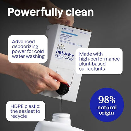 ATTITUDE Liquid Laundry Detergent, EWG Verified, HE Compatible, Plant-Based & Vegan, Natural Laundry Soap, Citrus Zest Scent, 40 Loads, 67.6 Fl Oz