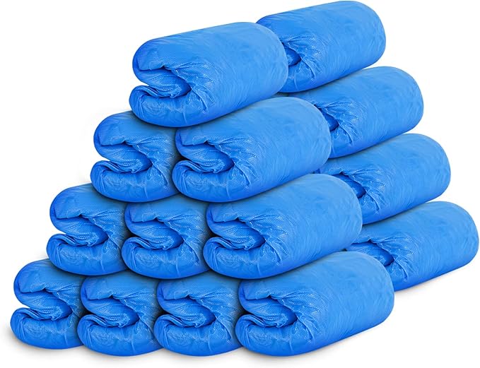 Hitituto Shoe Covers Disposable Non-slip for Indoors -200 Pieces (100 Pairs) Waterproof Premium CPE Booties Shoes Protectors Coverings, fits up to size 11 US Men and 13 US Women, Blue, Large