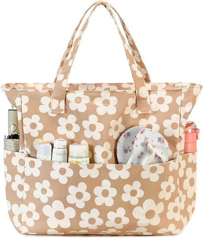 Waterproof Beach Tote Pool Bags for Women Ladies Extra Large Gym Tote Carry On Bag With Wet Compartment for Weekender Travel