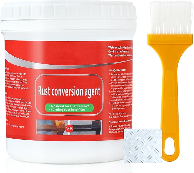 Water-Based Metallic Paint,Rust Removal Converter Metallic Paint,Rust Remover Converter for Metal, Car Anti Rust Paint Chassis Universal Rust Removal Converter with Brush (White)