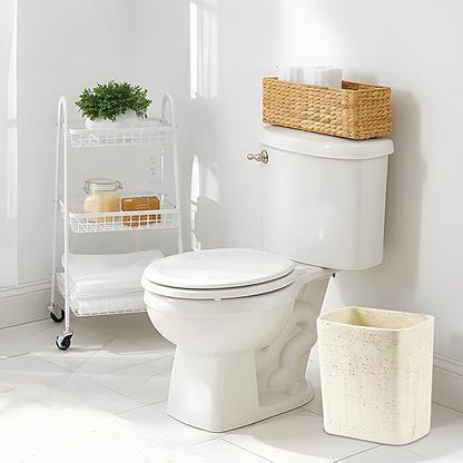 Polytree Natural Travertine Textures Bathroom Trash Can 1.8 Gallon(7 Liter) Small Kitchen Garbage Can,Living Room Bedroom Trash Can, Decor Wastebasket for Home Office (Handmade of Resin)