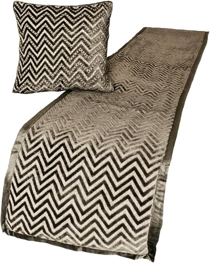 The HomeCentric King Queen Twin Grey Decorative Twin 53"x18" Bed Runner with 2 Pillow Cover, Crystals Bed Scarf on Velvet Fabric - Grey Crystal Chevy