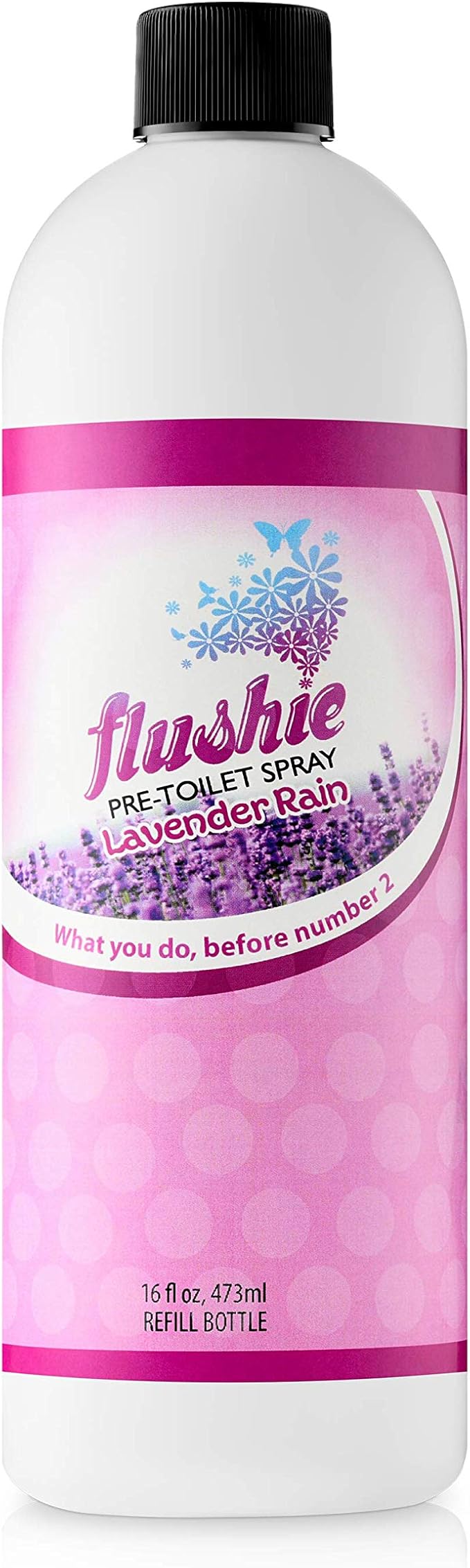 Flushie Pre-Toilet Spray 16 oz Lavender Rain Scent Bathroom Spray 16-Ounce Pump Spray Bottle Refill