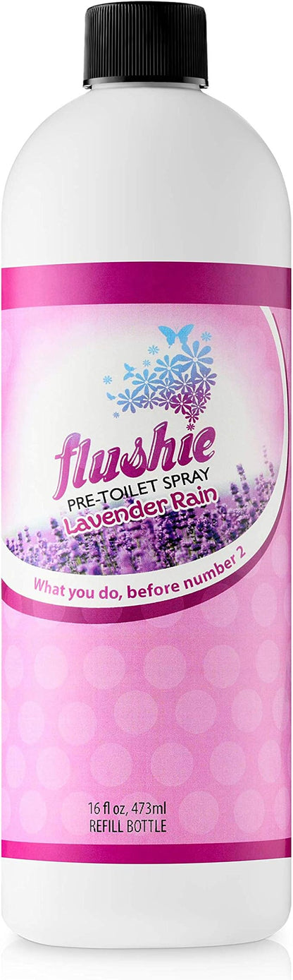 Flushie Pre-Toilet Spray 16 oz Lavender Rain Scent Bathroom Spray 16-Ounce Pump Spray Bottle Refill