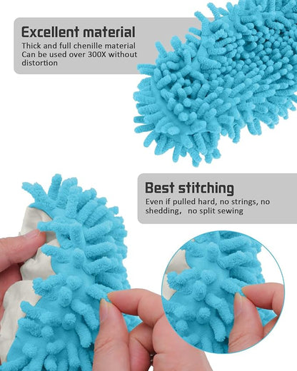 8 Pcs Mop Slippers Socks Floor Cleaning,Microfiber Shoe Covers dust Washable Reusable for Woman Man House Kitchen (Blue)
