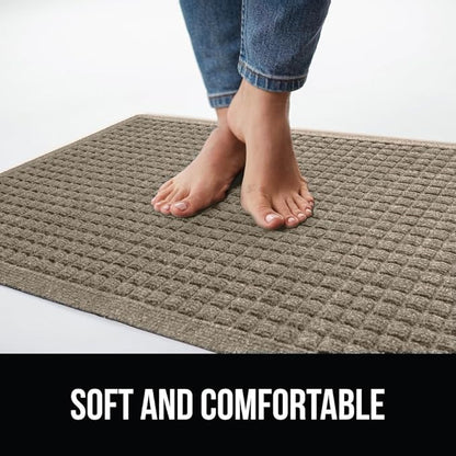 GORILLA GRIP Front Door Mat, 35x23, Indoor Outdoor Ultra Absorbent HydroAbsorb Doormat, Absorbs Up to 5.7 Cups of Water, Stain and Fade Resistant, Rubber Backing Doormats, Captures Dirt, Beige