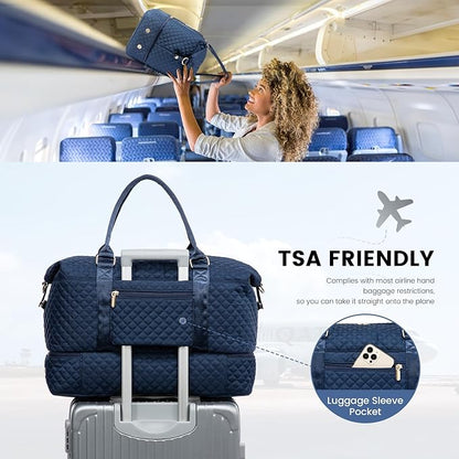 LOVEVOOK Travel Duffle Bag,Weekender Bags for Women with Shoe Compartment，Carry on Overnight Bag with Toiletry Bag,Gym Duffel Bag with Wet Pocket, Hospital Bags for Labor and Delivery