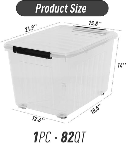 Citylife 82 QT Clear Plastic Storage Bins with Lids Stackable and Nestable Storage Boxes with Lids large plastic storage bins for Garage, Closet, Kitchen