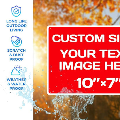 Personalized Aluminum Metal Signs - Weatherproof, Custom Text & Picture, Multiple Sizes, Hazard, Garden, Custom Door, Business Signs
