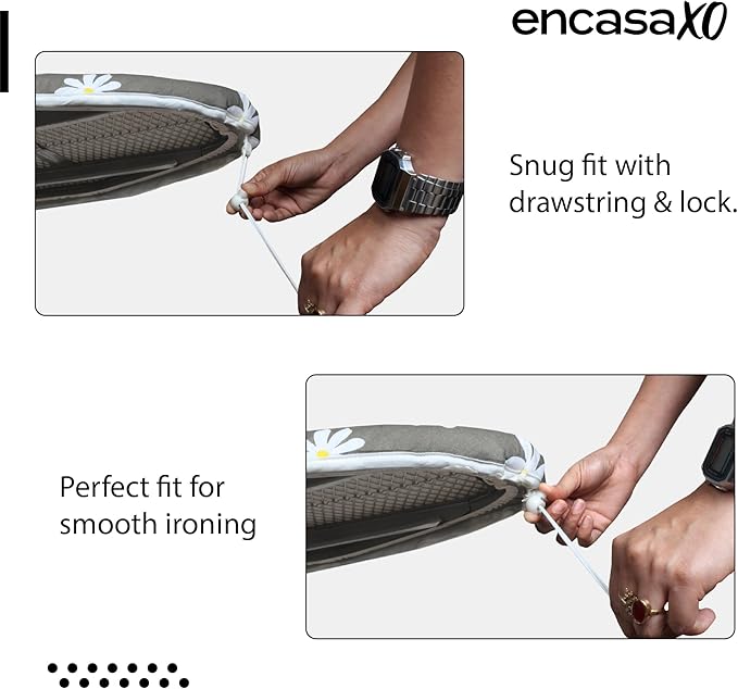 Encasa XO Ironing Board Cover and Pad 42"x14" - Thick 3mm Felt Padding, Drawstring Tightening & Lock, Easy Fit, Scorch & Stain Resistant, Fits Medium Ironing Board - Blue Moon