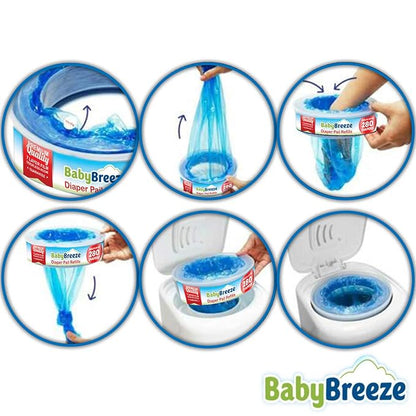 BabyBreeze Diaper Pail Refill Bags Compatible with Playtex Diaper Genie Pails Odor Absorbing Diaper Disposal Trash Bags - 2240 Count (8-Pack)