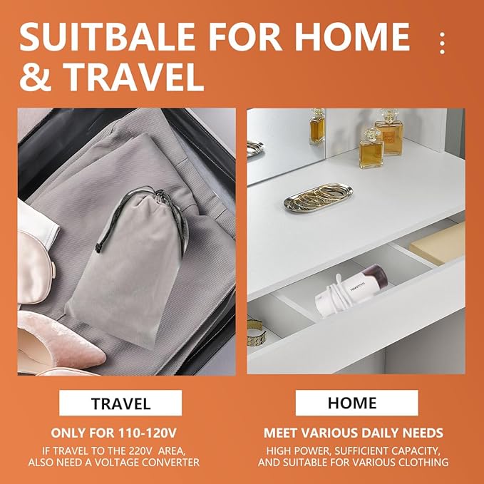 1000w Travel Garment Steamer for Clothes: Foldable Portable Handheld Clothing Mini Steamers Travel Size Hand held Electric Small steam Iron plancha a de Vapor para ropa portatil Travel Dorm Essentials