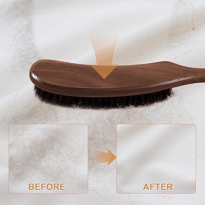2 PCS Wood Felt Brush,Large Black Walnut Wood Handle Boar Bristle Lint Brush,Suitable for Felted Hats,Suits,Cashmere,Wool,Velvet,Suede and Pet Hair for Men