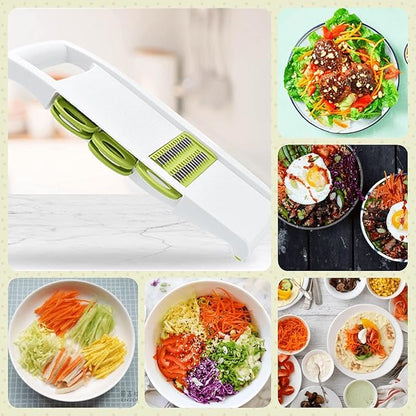5 in 1 Mandoline Slicer Vegetable Slicer Mandolin Multi Blade Potato Veggie Slicer Vegetable Cutter Julienne Shredder Potato Slicer Green