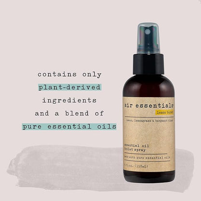 Air Essentials Essential Oil Toilet Spray - Odor Eliminator & Air Freshener - Made with Pure Essential Oils - Lemon Burst - 4 Ounce