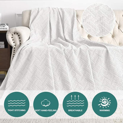 MYSKY HOME White Geometrical Sofa Covers, Couch Cover for 2 Cushion Couch, Sectional Couch Cover Living Room Sofa Throws Sofa Slipcovers for Pets, & Kids (X-Large, 71" x 118", White)