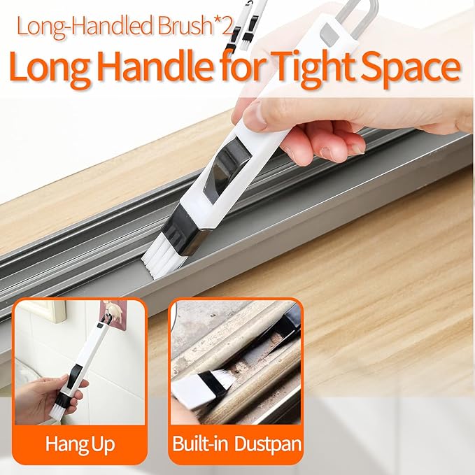 Window Sill Cleaner Tool - 11 Pcs Magic Door Window Track Cleaner Tools Set, Groove Crevice Cleaning Brush for Sliding Door, Shutter, Sill, Tile Lines, Car Vents, Keyboard