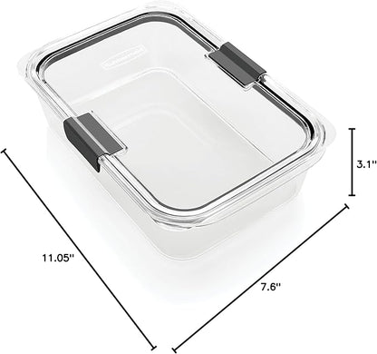 Rubbermaid Brilliance Large Food Storage Container, 9.6 Cup, BPA-Free, Leak-Proof, Clear