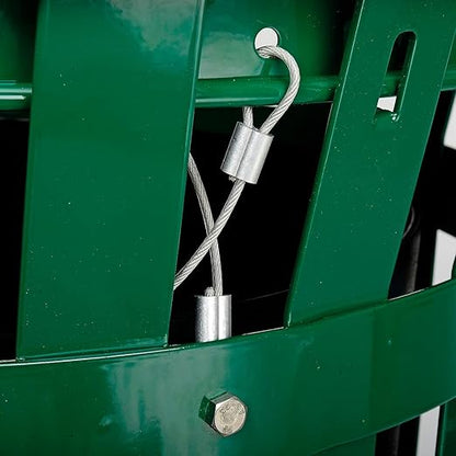 Global Industrial Heavy-Duty 36 Gallon Capacity Outdoor Metal Slatted Trash Receptacle with Rain Bonnet Lid & Plastic Liner, Green, Commercial & Industrial Trash Can