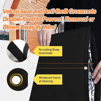 Backflow Preventer Pipe Insulation Cover (5°F) - Irrigation Sprinkler Valve Insulated Pouch - Water Well Pump Cover - Sturdy 5 Layers for Winter Freeze Protection, 20" W x 26" H, Black