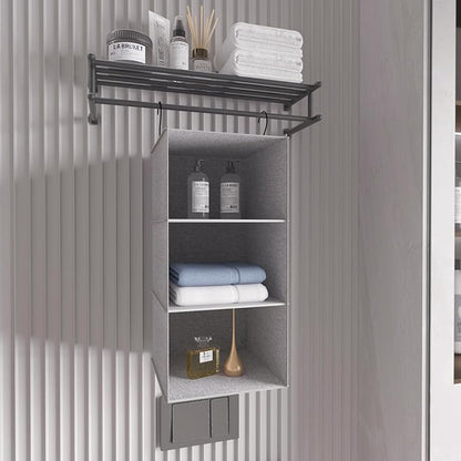 Hanging Closet Organizer, Easy Mount Collapsible 3-Shelf Camper Closet Wardrobe Hanging Storage Shelves, Folded Clothes Towels Handbag Shoes Accessories Storage, Linen Cloth, Gray