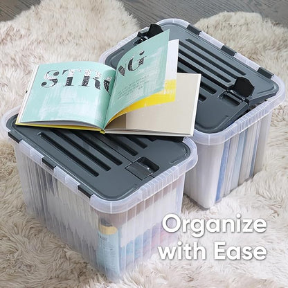 Superio 26 L Deep Storage Container with Hinged Lid (4 Pack)