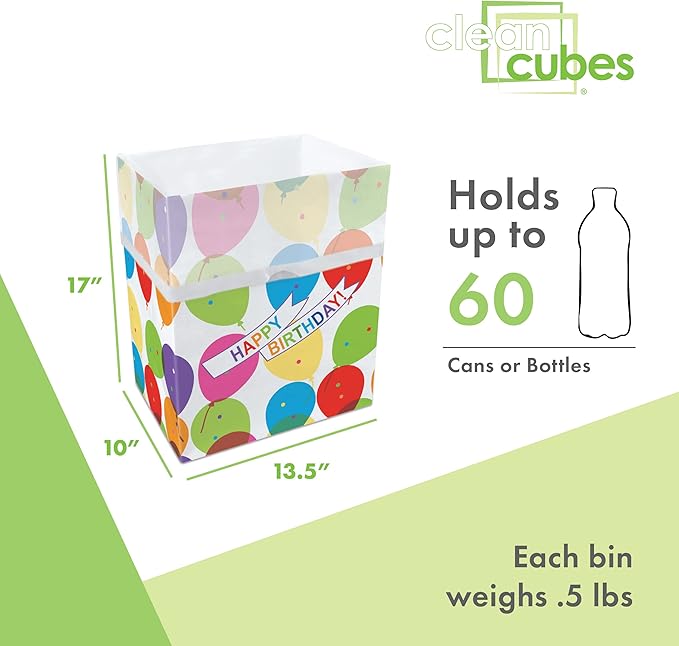 13 Gallon Disposable Pop-Up Trash Cans (3-Pack) with Fitted Bags – Foldable Garbage & Recycling Bins for Parties, Events & Kitchen (Birthday, 17" H x 13.5" W x 10" D)