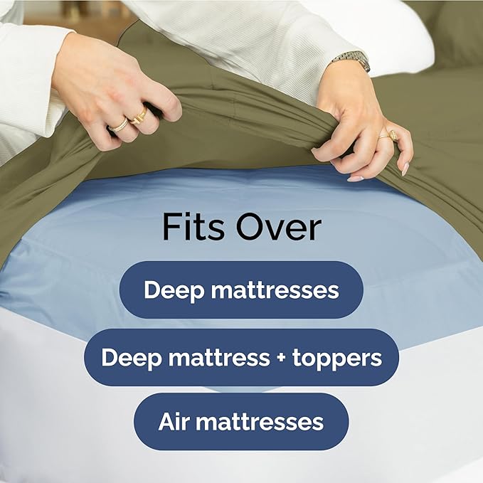 Extra Deep Pocket Twin Sheets - 3 Piece Breathable & Cooling Bed Sheets - Hotel Luxury Bed Sheet Set - Soft, Wrinkle Free & Comfy - Easily Fits Extra Deep Mattresses - Deep Pocket Sage Green Sheets