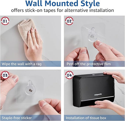 Paper Towel Dispenser Wall Mounted, Multifold Hand Towel Dispenser for Kitchen Bathroom Home Business, Trifold/C Fold/Z Fold Paper Towel Holder with Lock, Universal Paper, Black
