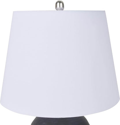 Nourison Home 23" Black Vintage Distressed Ceramic Pot Table Lamp for Bedroom, Living Room, End Table, with White Tapered Drum Shade