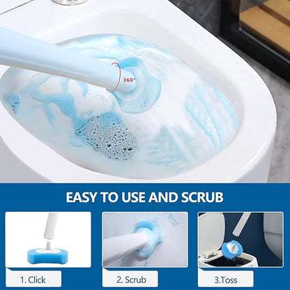 Disposable Toilet Brush with 112 Refills, Toilet Bowl Wand and Holder, White Toilet Cleaning Brush, Toilet Bowl Wand Kit Wall-mounted, Toilet Brush Refill for Efficient and Deep Scrub Toilet.