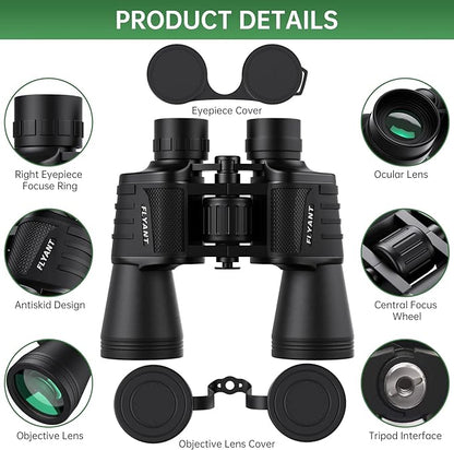 20x50 High Powered Binoculars for Adults, Waterproof Compact Binoculars with Low Light Vision for Bird Watching Hunting Camping Travel Cruise Hiking Sports Stargazing, Christmas Birthday Gifts for Men