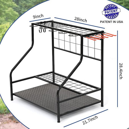 Garden Tool Organizer for Garage, Garden Tool Rack, Up to 58 Long Handled Tools, Yard Tool Holder for Garage, Shed, Outdoor, Tool Stand, Black (Garden Tool Rack)