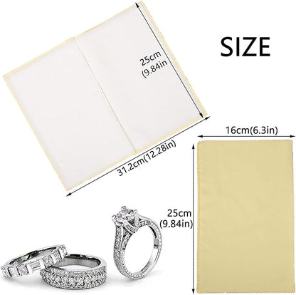 SEVENWELL Silver Polishing Cloth, Jewelry Cleaner Cloth for Sterling Silver Jewelry, Gold, Platinum, Silverware, Diamonds, Gemstones, Coins (Yellow)