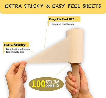 Extra Sticky Lint Roller Refills Only, Total 400 Easy Tear Sheets, Insert Tube Measures 1.5" and Fits Most 3.9"-4" Standard Size Lint Roller Handle, Works Great On Pet Hair(Pack of 4)