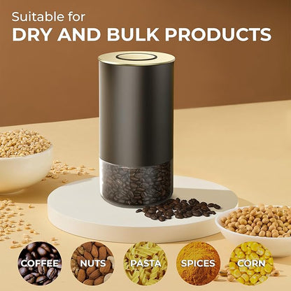 Kaffe Glass Coffee Canister (12oz) w/Airtight Lid - Click to Release Seal - BPA Free Glass & Stainless Steel - Elegant Kitchen Storage Container for Coffee, Nuts, Rice, Flour, Sugar, Tea, Cereal
