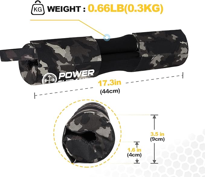 POWER GUIDANCE Barbell Squat Pad - Neck & Shoulder Protective Pad Anti-Skid Points for Squats, Lunges, Hip Thrusts, Weightlifting - Fit Standard and Olympic Bars