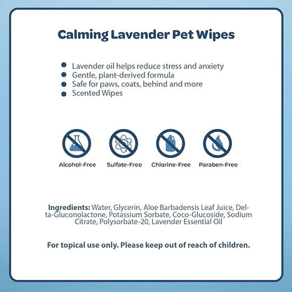 Best Pet Supplies Pet Grooming Wipes for Dogs & Cats,Deodorizer for Coats & Dry, Itchy, or Sensitive Skin, Clean Ears, Paws, Body, & Butt - Calming Lavender, 400 Count
